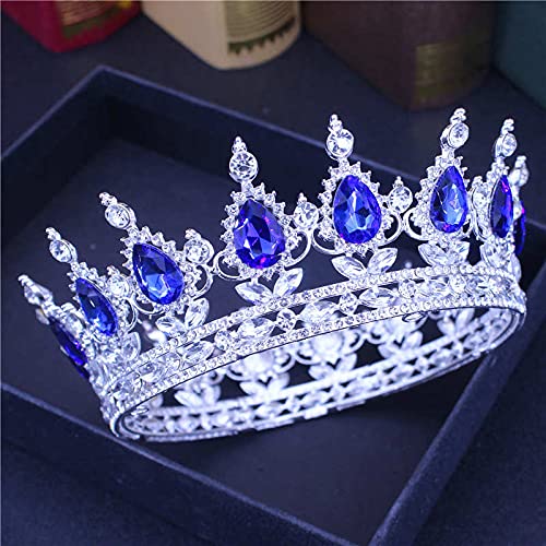 Crystal Tiara Crowns für Frauen Königin King Tiaras und Kronen Braut Frauen Roségoldfarbe Kristall Kopfbedeckung Diadem Braut Hochzeit Haarschmuck Accessoires (Farbe: Silber 01) von YIHANSS