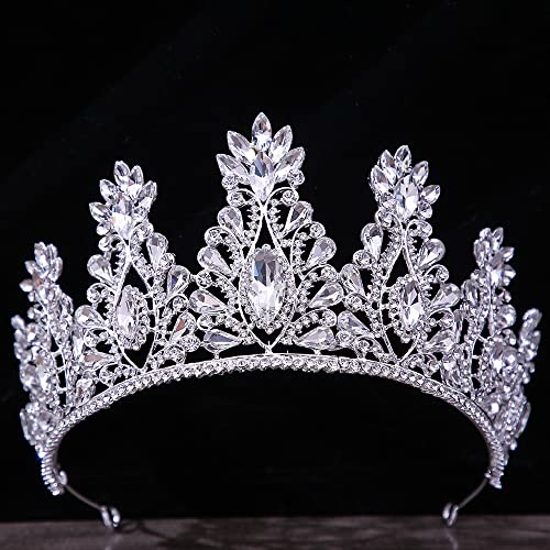 Crystal Tiara Crowns für Frauen Silber Farbe Kristallkronen und Tiaras Barock Vintage Crown Tiara für Frauen Braut Festzug Prom Diadem Hochzeit Haarzubehör Farbe: Stil R Silber Farbe von YIHANSS
