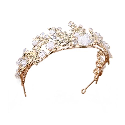 Damenohrringe Haarnadel handgefertigtes goldenes Blütenblatt Tiara Kronen Hochzeit Hair Vine Accessoires Schmuck Braut Kopfstück Vintage Hair Accessoires von YIHANSS