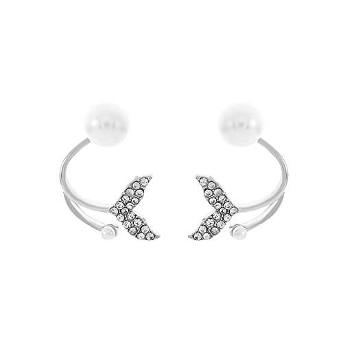 Damenohrringe Ohrringe Frauen Gold Mode Frauen Rücken Hanges Fischschwanzblatt Perlenohrringe Temperament Ohrringe Schmuckgeschenke (Farbe: Blau, Größe: Einen Größe) von YIHANSS