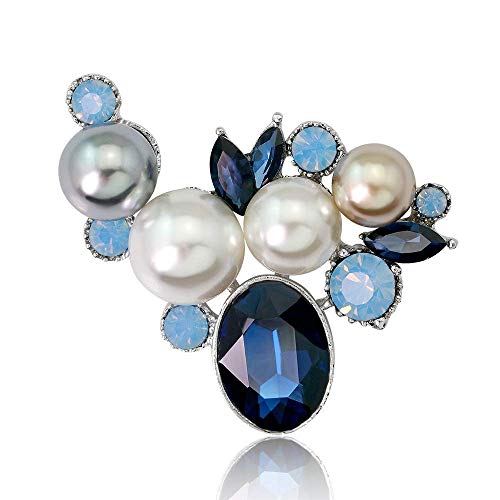 Elegante Broschen Stifte Korallenbaum Form Rassonstone Einbettung Brosche Pin Frauen Schmuck Geschenk Damen Brosche Hochzeit Abschlussball (blau freie Größe) von YIHANSS