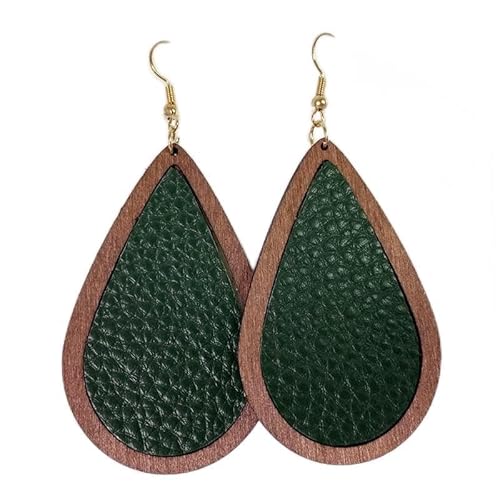 Frauen Ohrringe Ohrring Leoparden Halbkreis Ohrringe Digitale Datei Blanker Kuh Leder Druck Glitzer Holz runde Statement Ohrringe Geschenkschmuck (Farbe: 10, Größe von YIHANSS