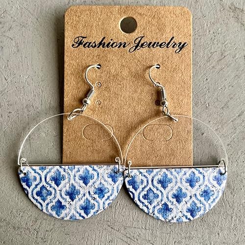 Frauen Ohrringe Ohrring Leoparden Halbkreis Ohrringe Digitale Datei Blanker Kuh Leder Druck Glitzer Holz runde Statement Ohrringe Geschenkschmuck (Farbe: 10, Größe von YIHANSS