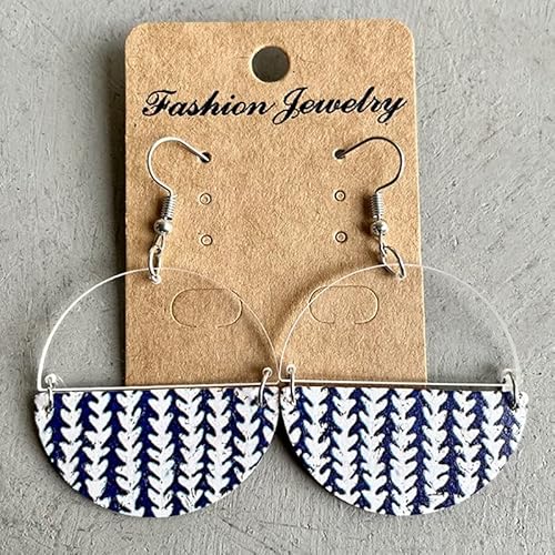 Frauen Ohrringe Ohrring Leoparden Halbkreis Ohrringe Digitale Datei Blanker Kuh Leder Druck Glitzer Holz runde Statement Ohrringe Geschenkschmuck (Farbe: 10, Größe von YIHANSS