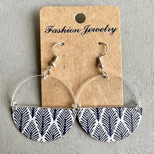 Frauen Ohrringe Ohrring Leoparden Halbkreis Ohrringe Digitale Datei Blanker Kuh Leder Druck Glitzer Holz runde Statement Ohrringe Geschenkschmuck (Farbe: 10, Größe von YIHANSS