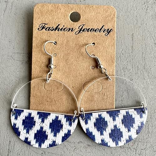 Frauen Ohrringe Ohrring Leoparden Halbkreis Ohrringe Digitale Datei Blanker Kuh Leder Druck Glitzer Holz runde Statement Ohrringe Geschenkschmuck (Farbe: 10, Größe von YIHANSS