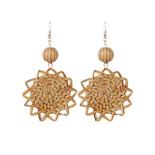 Frauenohrringe Männer Hoop Ohrringe Geometrische Retro -handgefertigte Damenstil Schmuck Bohemian Pearl Rattan Gund Ohrringe Leder von YIHANSS