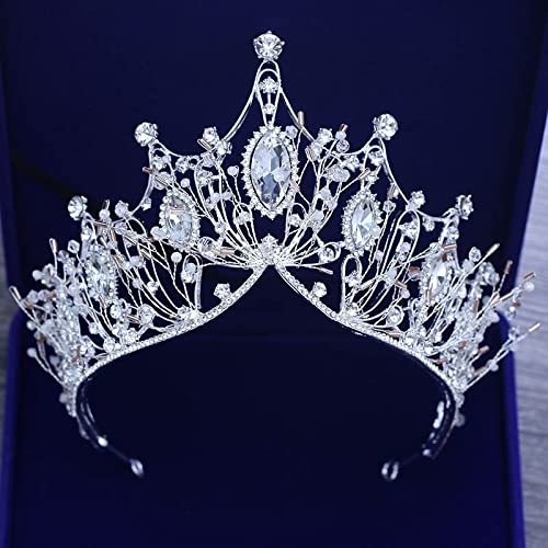 Haarschmuck Krone Tiaras für Frauen 12 Stile leuchtet Tiaras Strasskristallperlen Hochzeitsbrautkronen mit blauen Prinzessinkronen Diadem von Gagalu (Farbe: antike silberne silberte) von YIHANSS