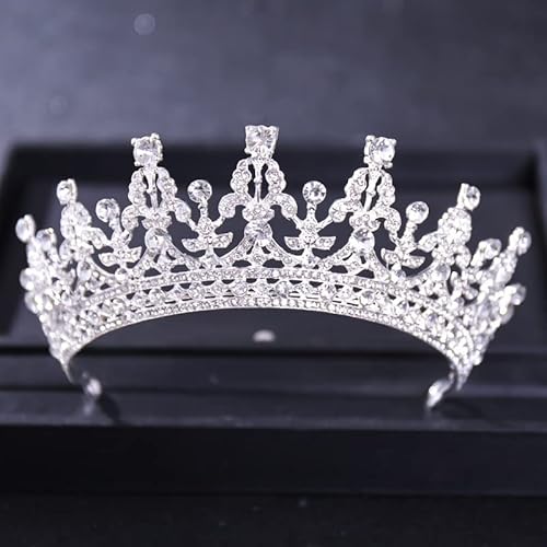 Haarschmuck Krone Tiaras für Frauen Barock Luxuskristall Hochzeit Kronen Silber Farbe Strass Strassbraut Tiara Kronkopfschmuck Haarzubehör Frauen Braut Kopfstück Farbe: Stil D Silber von YIHANSS