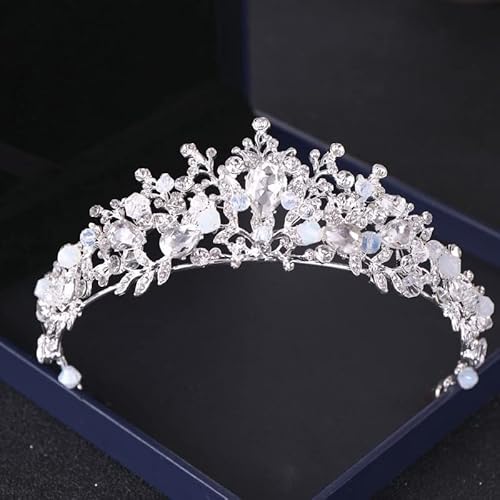 Haarschmuck Krone Tiaras für Frauen Barock Luxuskristall Hochzeit Kronen Silber Farbe Strass Strassbraut Tiara Kronkopfschmuck Haarzubehör Frauen Braut Kopfstück Farbe: Stil D Silber von YIHANSS