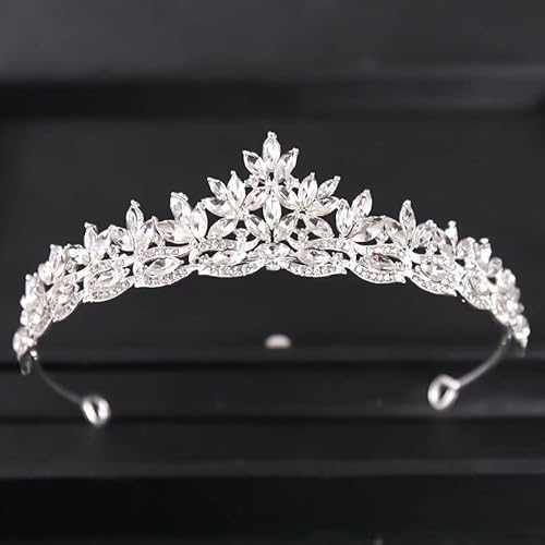 Haarschmuck Krone Tiaras für Frauen Barock Luxuskristall Hochzeit Kronen Silber Farbe Strass Strassbraut Tiara Kronkopfschmuck Haarzubehör Frauen Braut Kopfstück Farbe: Stil D Silber von YIHANSS