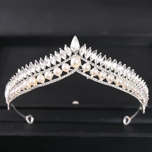 Haarschmuck Krone Tiaras für Frauen Barock Luxuskristall Hochzeit Kronen Silber Farbe Strass Strassbraut Tiara Kronkopfschmuck Haarzubehör Frauen Braut Kopfstück Farbe: Stil D Silber von YIHANSS