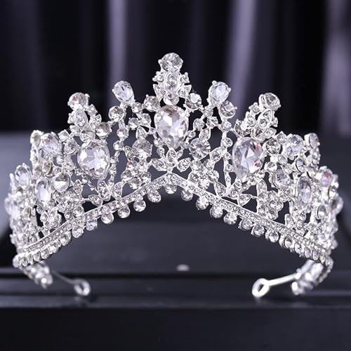 Haarschmuck Krone Tiaras für Frauen Barock Luxuskristall Hochzeit Kronen Silber Farbe Strass Strassbraut Tiara Kronkopfschmuck Haarzubehör Frauen Braut Kopfstück Farbe: Stil D Silber von YIHANSS