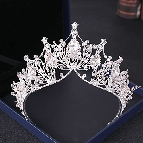 Haarschmuck Krone Tiaras für Frauen Barock Luxuskristall Hochzeit Kronen Silber Farbe Strass Strassbraut Tiara Kronkopfschmuck Haarzubehör Frauen Braut Kopfstück Farbe: Stil D Silber von YIHANSS