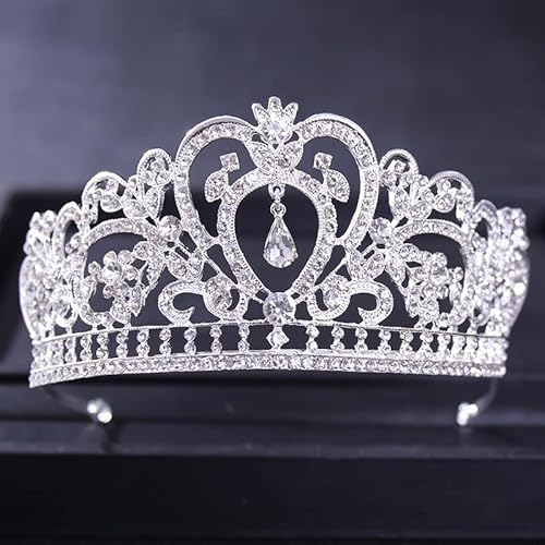 Haarschmuck Krone Tiaras für Frauen Barock Luxuskristall Hochzeit Kronen Silber Farbe Strass Strassbraut Tiara Kronkopfschmuck Haarzubehör Frauen Braut Kopfstück Farbe: Stil D Silber von YIHANSS