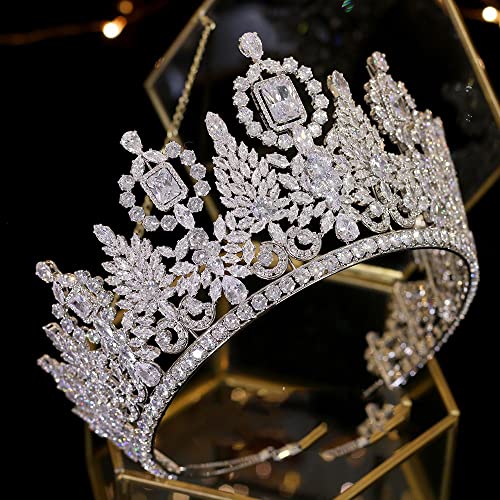 Haarschmuck Krone Tiaras für Frauen Big Crown Hochzeit Kristallkronbraut Kopfschmuck Parade Graduierung Krone von YIHANSS