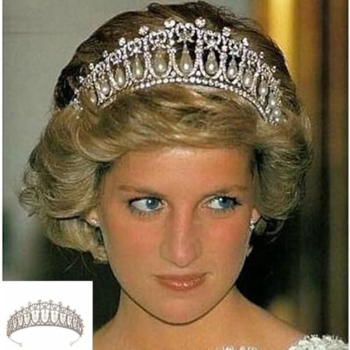Haarschmuck Krone Tiaras für Frauen Brautkronen Diana Prinzessin gleiche Model Perle Tränenkronverstürze Perle Drop Haartzubehör Hochzeitszubehör Haare Clip von Gagalu von YIHANSS