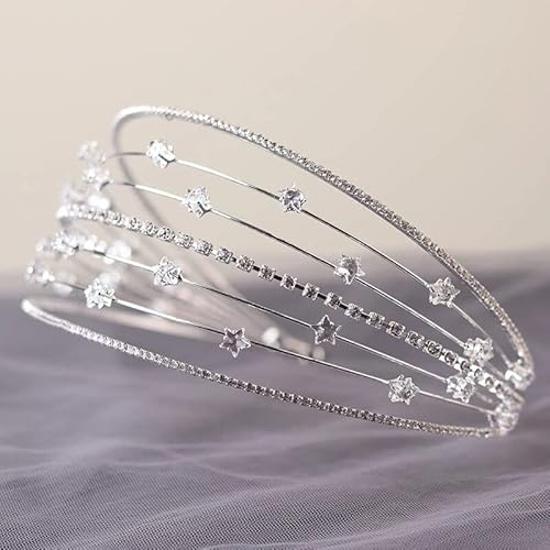 Haarschmuck Krone Tiaras für Frauen Bridal Tiara & Crown Prinzessin Hochzeit Haarschmuck Frauen Mädchen Herzkristall Prom Stirnband WHOLETALBLUE Weiß Zinkplattil von YIHANSS