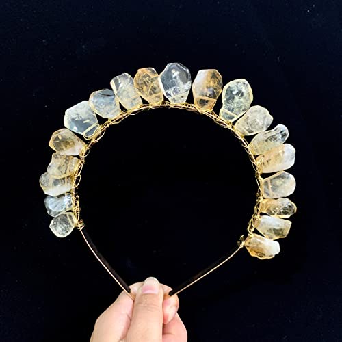 Haarschmuck Krone Tiaras für Frauen Citrine Stirnband Amethyst Tiara Kristall Hochzeit Schmuck Haarzubehör (Farbe: Citrine Crown) von YIHANSS