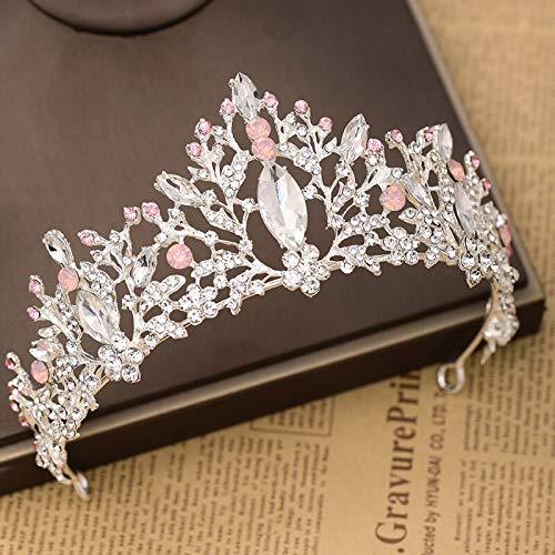 Haarschmuck Krone Tiaras für Frauen Frau Kristallkronen Tiara Hochzeit Haarzubehör Kronenbrauttiaras und Kronen Haarschmuck Hochzeit Haare -Blau Zinkplattierter von YIHANSS