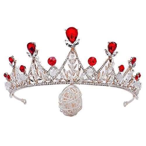 Haarschmuck Krone Tiaras für Frauen Frauen rotes Kristall Tiara Haarzubehör Kronhochzeit Kronen Braut Tiaras und Kronen Haarschmuck Hochzeit Haarschmuck -chrome14 von YIHANSS