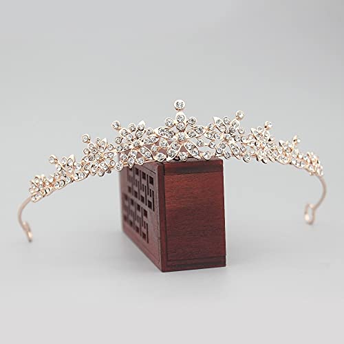 Haarschmuck Krone Tiaras für Frauen Kristall Hochzeit Braut Tiara Krone für Frauen Grad Kopf Diadem Haar Ornamente Hochzeit Braut Haarschmuck AccessorieStyle 2 Roségoldmutil von YIHANSS