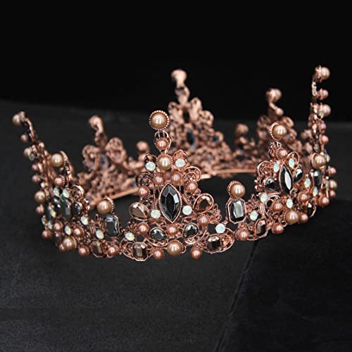 Haarschmuck Krone Tiaras für Frauen Kristall Tiara Kron König Braut Vintage Barock Diadem Frauen Männer Festzug Kopfbedeckung Hochzeit Haarschmuckzubehör (Farbe: Barock 011) von YIHANSS