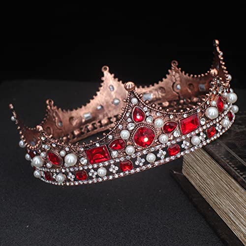 Haarschmuck Krone Tiaras für Frauen Kristall Tiara Kron König Braut Vintage Barock Diadem Frauen Männer Festzug Kopfbedeckung Hochzeit Haarschmuckzubehör (Farbe: Barock 011) von YIHANSS