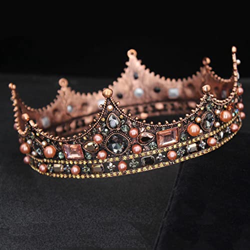 Haarschmuck Krone Tiaras für Frauen Kristall Tiara Kron König Braut Vintage Barock Diadem Frauen Männer Festzug Kopfbedeckung Hochzeit Haarschmuckzubehör (Farbe: Barock 011) von YIHANSS