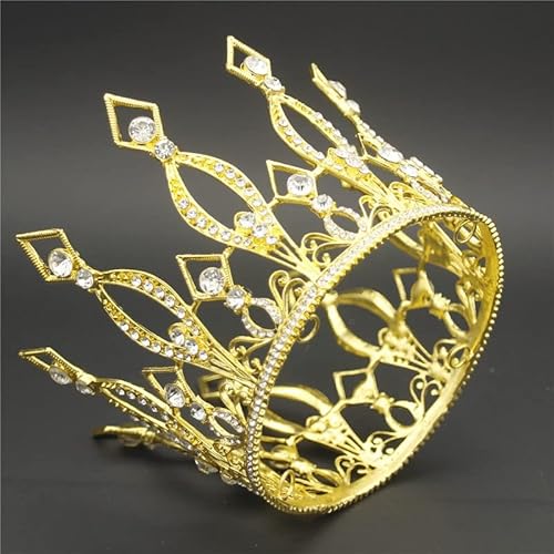 Haarschmuck Krone Tiaras für Frauen Mode Crystal Tiara Crown für Hochzeit Haarzubehör Royal Queen Bridal Diadem Haarschmuck Hochzeit Tiaras und Kronen Braut (Farbe: Gold) von YIHANSS