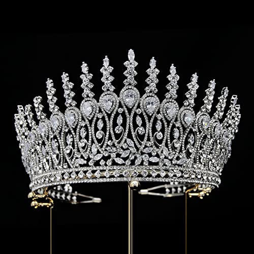 Haarschmuck Krone Tiaras für Frauen Schmuck Festzug Haarzubehör Klassische elegante Diadiner handgefertigte Prinzessin Braut Zirkon Hochzeitskrone für Frauen (Farbe: Gold, Größe: Diadas) von YIHANSS