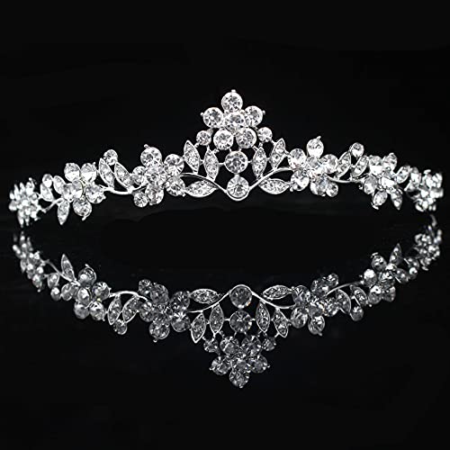 Haarschmuck Krone Tiaras für Frauen Silber Farbe Strasskrone und Tiara Hochzeit Haarschmuck Accessoires für Frauen Braut Tiara Hochzeit Krone Kopfbedeckung Giftsqmutil von YIHANSS