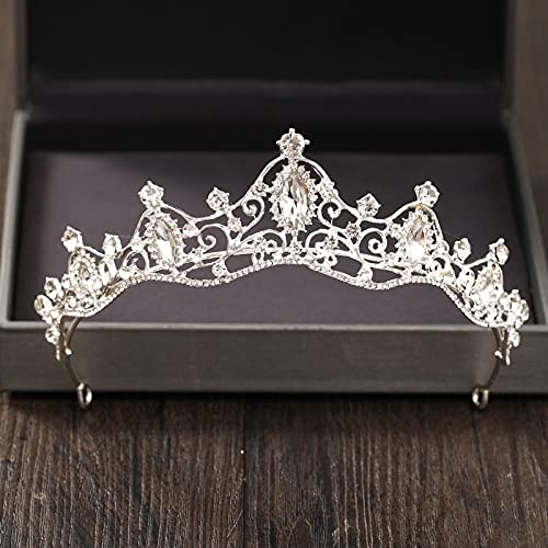 Haarschmuck Krone Tiaras für Frauen Silber Farbe Strasskrone und Tiara Hochzeit Haarschmuck Accessoires für Frauen Braut Tiara Hochzeit Krone Kopfstück Geschenke Geschenkemmutil von YIHANSS