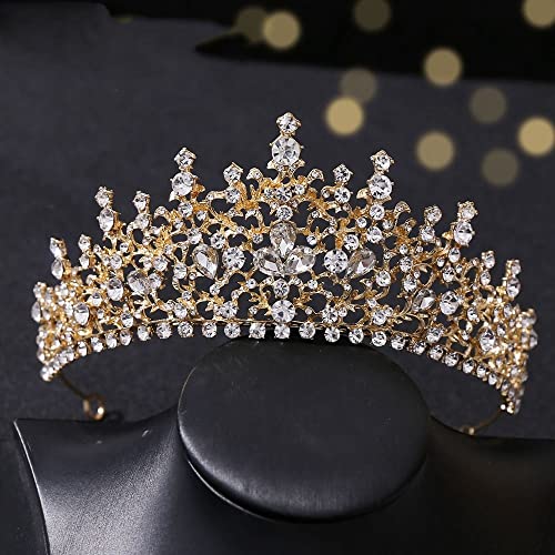 Haarschmuck Krone Tiaras für Frauen Silber Kristall Braut Kronprinzessin Kopfschmuck Geburtstag Kopfbedeckungen Hochzeit Haarschmuck Braut Tiara Vintage Frauen Kopfbedeckung (Farbe: A125 Silber) von YIHANSS