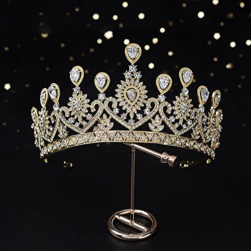 Haarschmuck Krone Tiaras für Frauen Silber Kristall Braut Kronprinzessin Kopfschmuck Geburtstag Kopfbedeckungen Hochzeit Haarschmuck Braut Tiara Vintage Frauen Kopfbedeckung (Farbe: A125 Silber) von YIHANSS