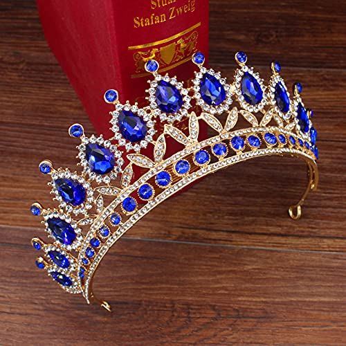 Haarschmuck Krone Tiaras für Frauen Silberfarbe Kristalltiaras und Kronen Hochzeitshaarzubehör Brautkronen Tiara Diadem Hochzeit Kopfstück Frauen Haar Schmuckstücke Gelbgold Colormutil von YIHANSS