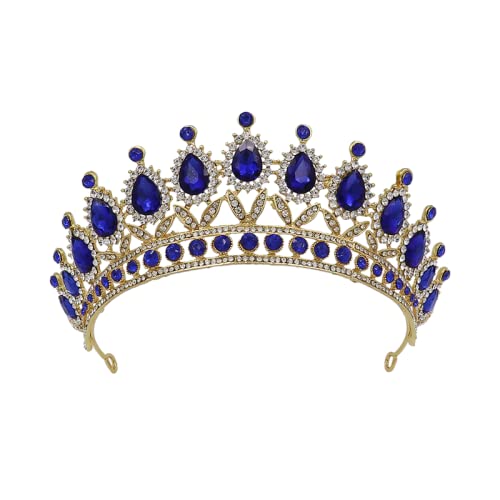 Haarschmuck Krone Tiaras für Frauen Stil Verstellbarer Wasserdrop Runde Krone Unisex Elegante Elfen König Festzug Königin Tiara Cosplay Hochzeitsfeier Halloween HeaDhear Dmutil von YIHANSS