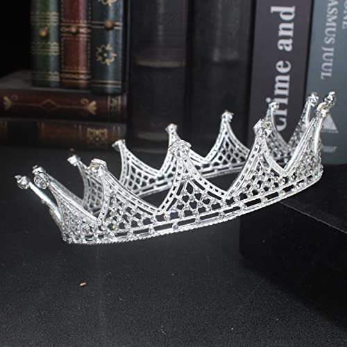 Haarschmuck Krone Tiaras für Frauen Vintage Barock Tiara Crown Braut Kristall Königin König Krone Hochzeit Haarschmuck Accessoires Frauen Männer Festzug Abschlussball Kopfstück (Farbe: 12) von YIHANSS