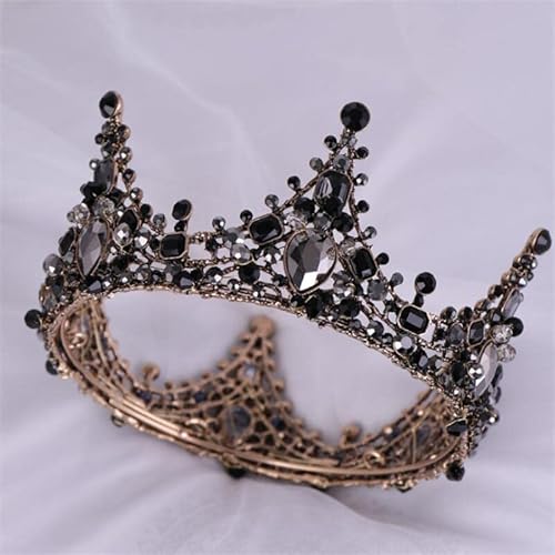 Haarschmuck Krone Tiaras für Frauen Vintage Crystal Tiara Crown Barock Diadem Königin König Kronkronung Luxus Kopfschmuck Accessoire für Frauen/Männer Festzug Abschlussball Kopfstück (Farbe: Vintage von YIHANSS