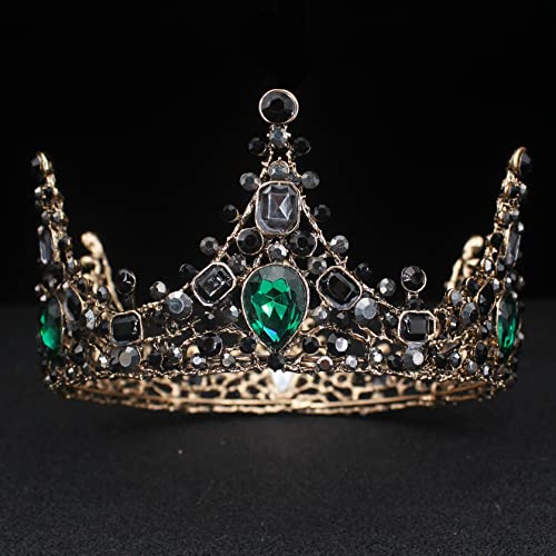 Haarschmuck Krone Tiaras für Frauen Vintage Crystal Tiara Crown Barock Diadem Königin König Kronkronung Luxus Kopfschmuck Accessoire für Frauen/Männer Festzug Abschlussball Kopfstück (Farbe: Vintage von YIHANSS