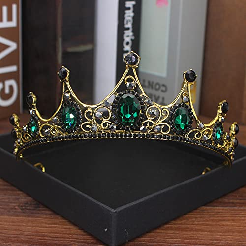 Haarschmuck Krone Tiaras für Frauen Vintage Crystal Tiara Crown Barock Diadem Königin König Kronkronung Luxus Kopfschmuck Accessoire für Frauen/Männer Festzug Abschlussball Kopfstück (Farbe: Vintage von YIHANSS