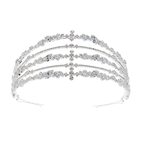 Haarschmuck Krone Tiaras für Frauen kubische Zirkonia Hochzeit Tiara Kronbraut Haarzubehör Diadess Krone (Farbe: Gold) von YIHANSS