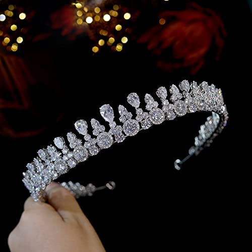 Haarschmuck Krone Tiaras für Frauen verlängerte Stirnbandbrautkrone für Frauenkristalle für Festzug Schmuck Hochzeit Tiara Haar Accessoire von YIHANSS