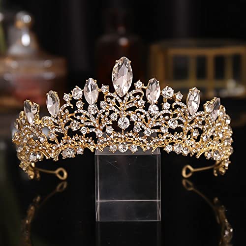 Haarschmuck Kronen Tiaras für Frauen Vintage Green Crystal Braut -Tiaras Kronen Barock Festzug Prom -Strass -Schleier Tiara Kopfstück Hochzeit Hair Accessoires -Mutil von YIHANSS