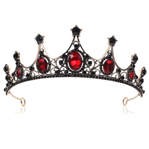 Königin Kronhochzeit Bridal Tiara Schwarze Strasssteine ​​Halloween Kostüm Prom Festzug Tiara von YIHANSS
