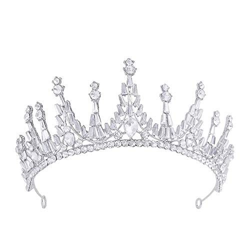 Kronschmuckgeschenk für Frauen Mädchen, Stirnband Kopfstück Silber Kristall Strass Diadem Prinzessin Geburtstagskrone, Brauthochzeitsfeier Brautjungfern Prom -Festzug Geschenk von YIHANSS