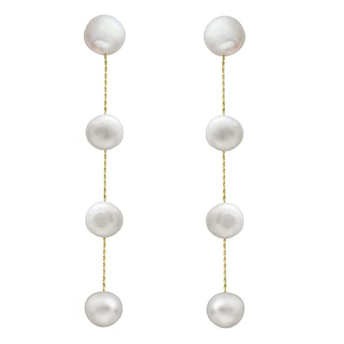 Lange Perle Dangle Ohrringe für Frauen 14K Gold plattiert Sterling Silber Post Perle Tropfen Quasten Ohrringe für Brauthochzeit von YIHANSS