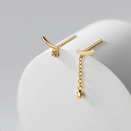 Modeschmuck Damen Kurzer Quasten Wassertropfen Ohrringe 925 Silber glänzende Zirkon-Asymmetrie-Bogenohrringe High-End-Ohrringe (ein 1 Par Golden) von YIHANSS