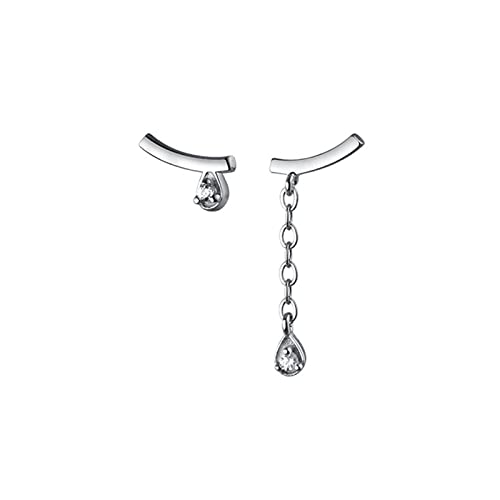 Modeschmuck Damen Kurzer Quasten Wassertropfen Ohrringe 925 Silber glänzende Zirkon-Asymmetrie-Bogenohrringe High-End-Ohrringe (ein 1 Par Golden) von YIHANSS