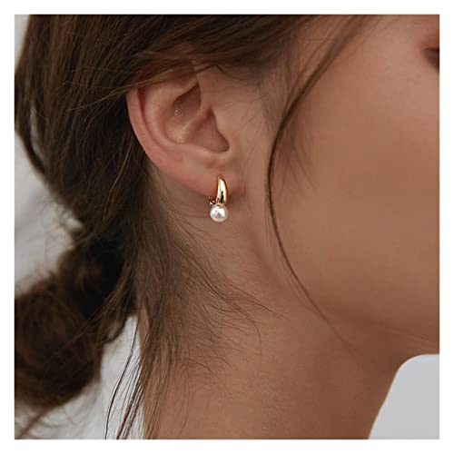 Modeschmuck Sterling Silber Pearl Hoop Ohrringe für Frauen rund Hochzeit Gold Ohrringe Party Schmuck High-End Ohrringe von YIHANSS